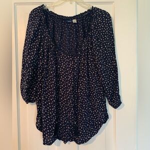 Basic Editions ditsy floral boho tunic top tassel